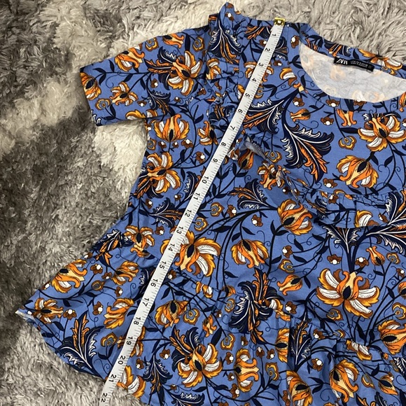 Zara | NWOT: Woman’s Floral Print Ruffle Peplum Style Shirt - Size Small - Picture 11 of 12